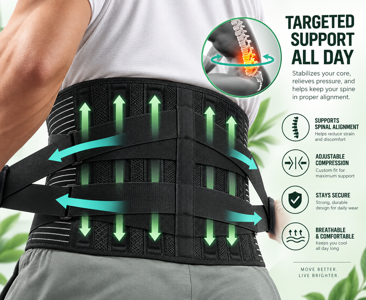 Adjustable Lower Back Brace Lumbar Support Waist Belt For Men Women Pain Relief